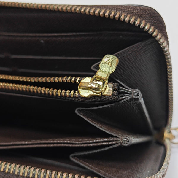 ZIPPY Damier Ebene Coated Canvas Brown Wallet
