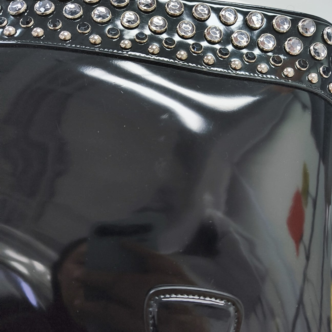 Patent Leather Top Handle Bag Black