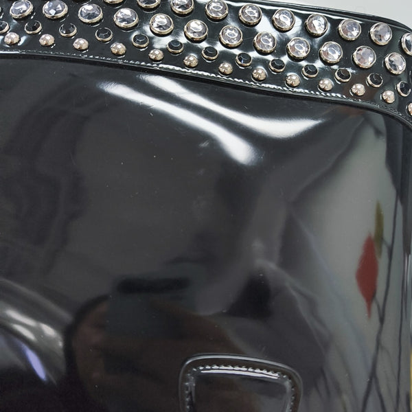 Patent Leather Top Handle Bag Black