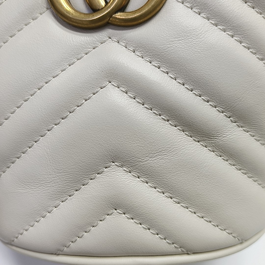 GG Marmont Mini Quilted Calfskin White