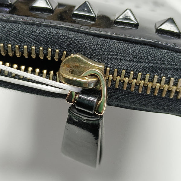 Rockstud Patent Leather Black Wallet