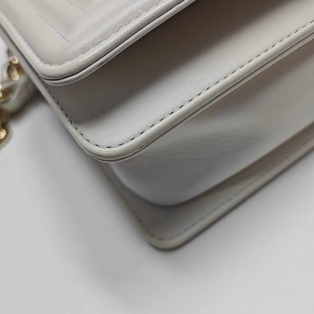 BOY CHANEL Small Quilted Calfskin White
