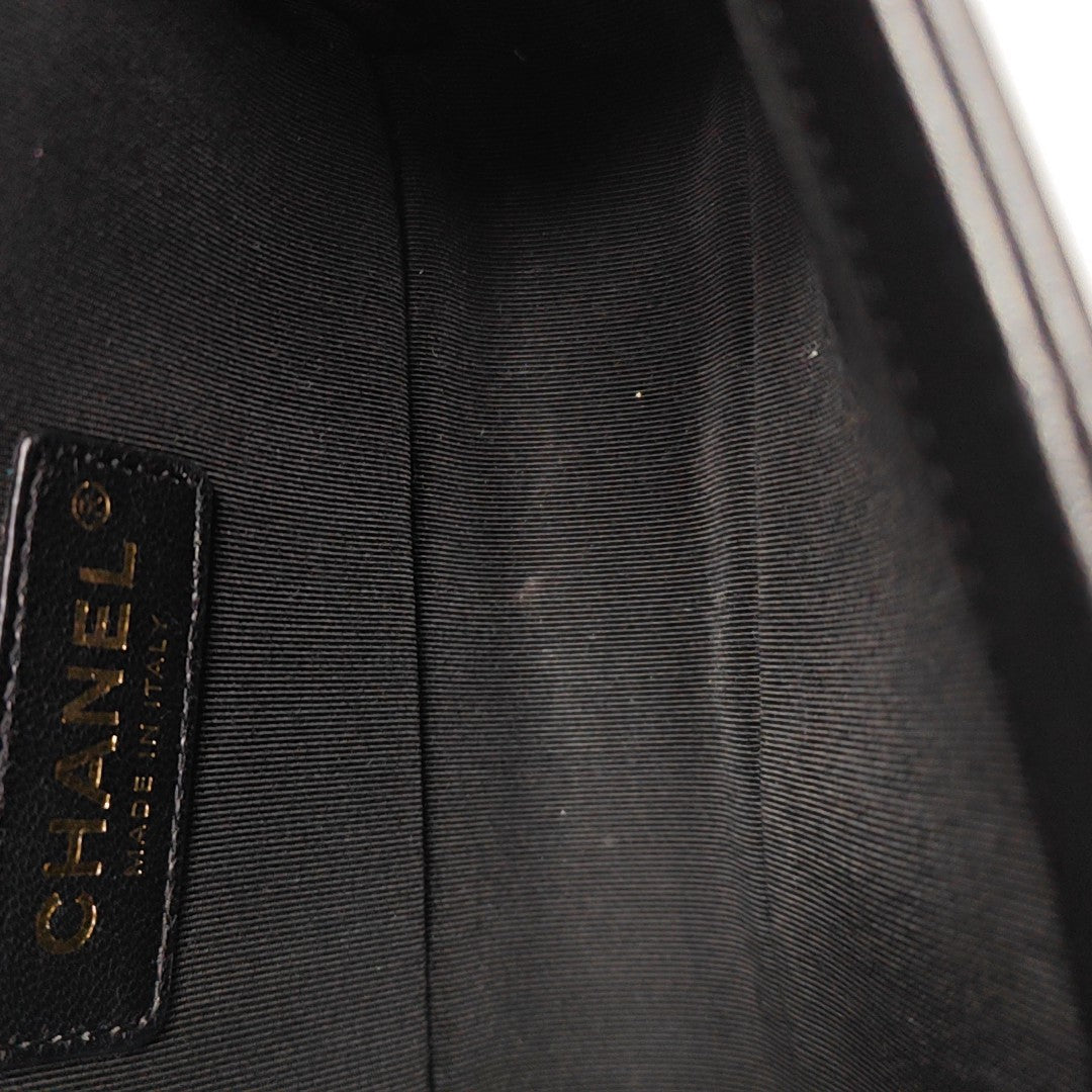 BOY CHANEL Small Quilted Grained Calfskin Black