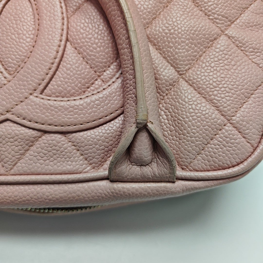 BOWLER Quilted Grained Calfskin Pink