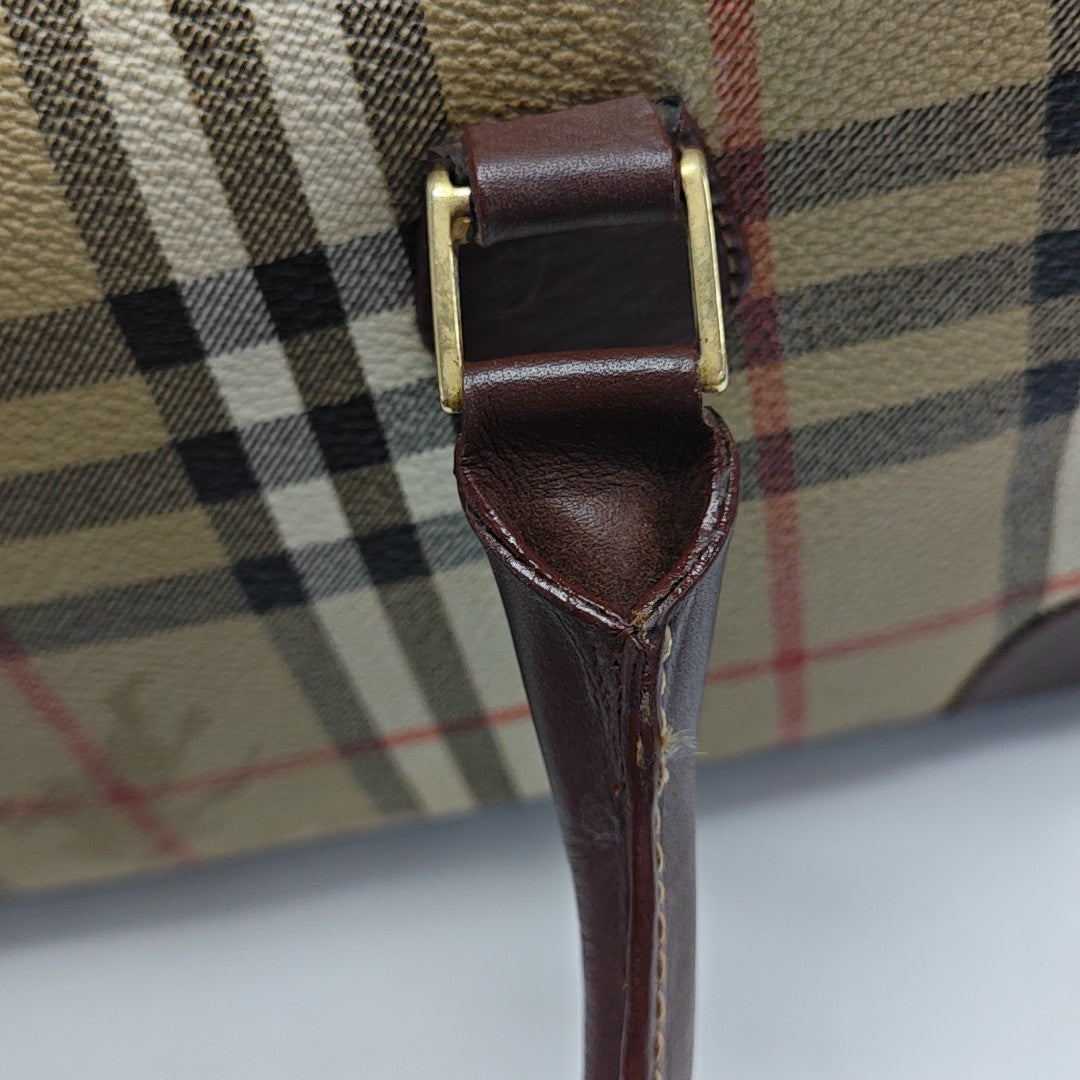 Coated Canvas Top Handle Bag Brown