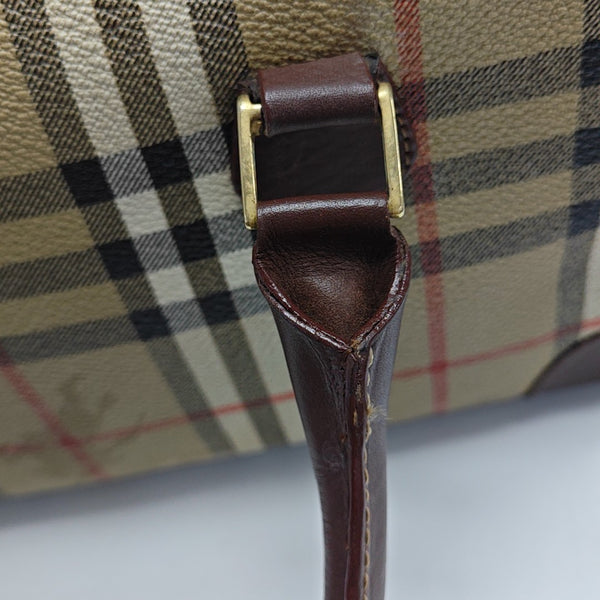 Coated Canvas Top Handle Bag Brown
