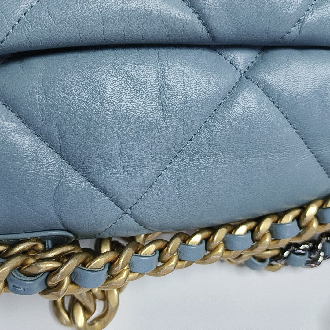 CHANEL 19 Large Quilted Lambskin Blue