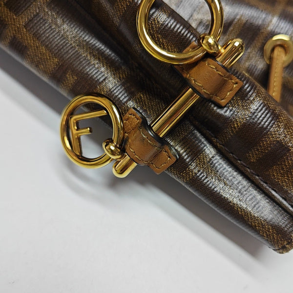 Coated Canvas Bucket Bag Brown