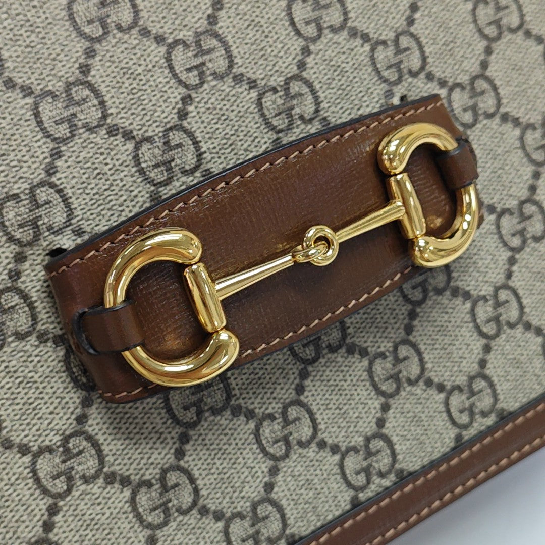 Horsebit 1955 Medium Monogram Coated Canvas Beige
