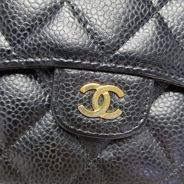 Quilted Grained Calfskin Wallet Black