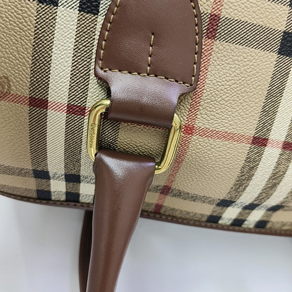 Coated Canvas Top Handle Bag Beige