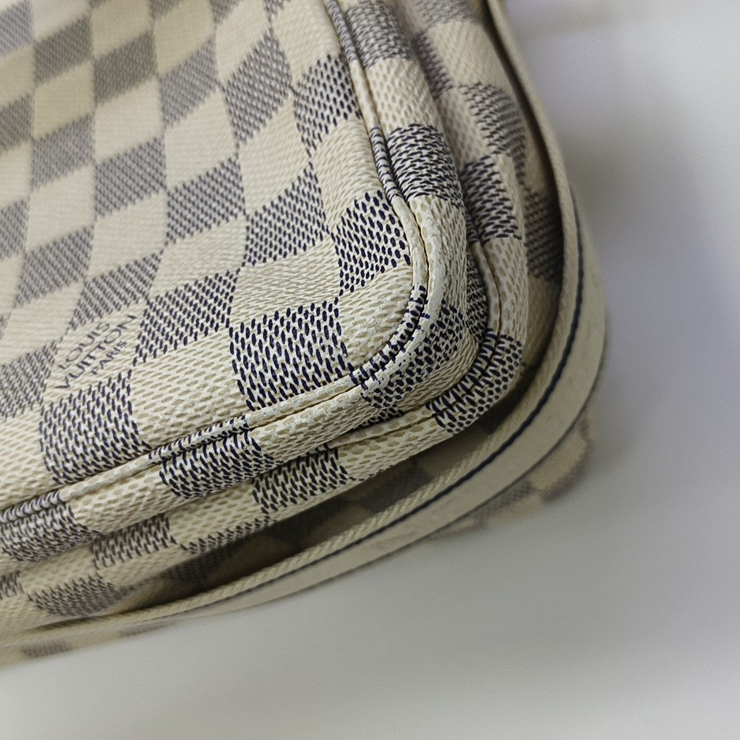NAVIGLIO Damier Azur Coated Canvas White