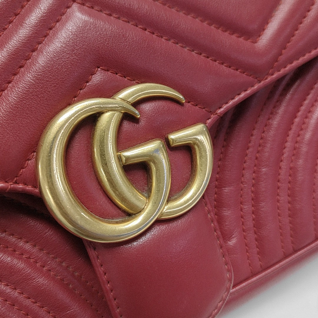GG Marmont Medium Quilted Calfskin Red