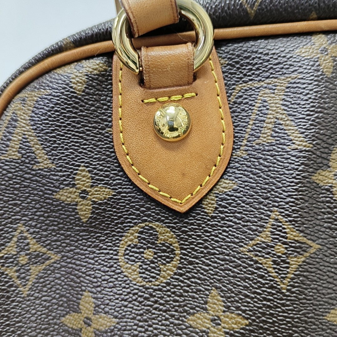MONTORGUEI PM Monogram Coated Canvas Brown