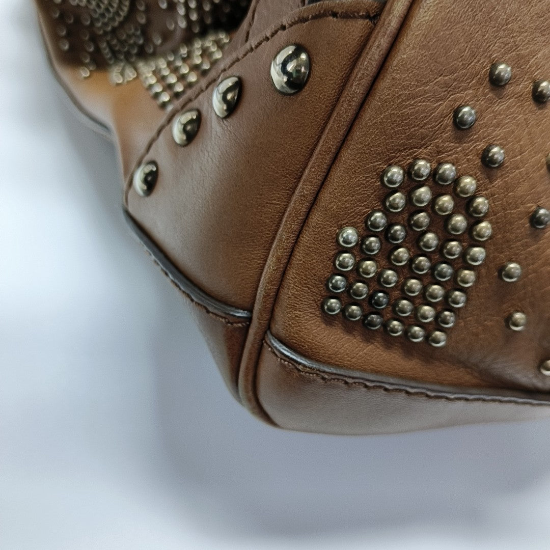 Calfskin Top Handle Bag Brown