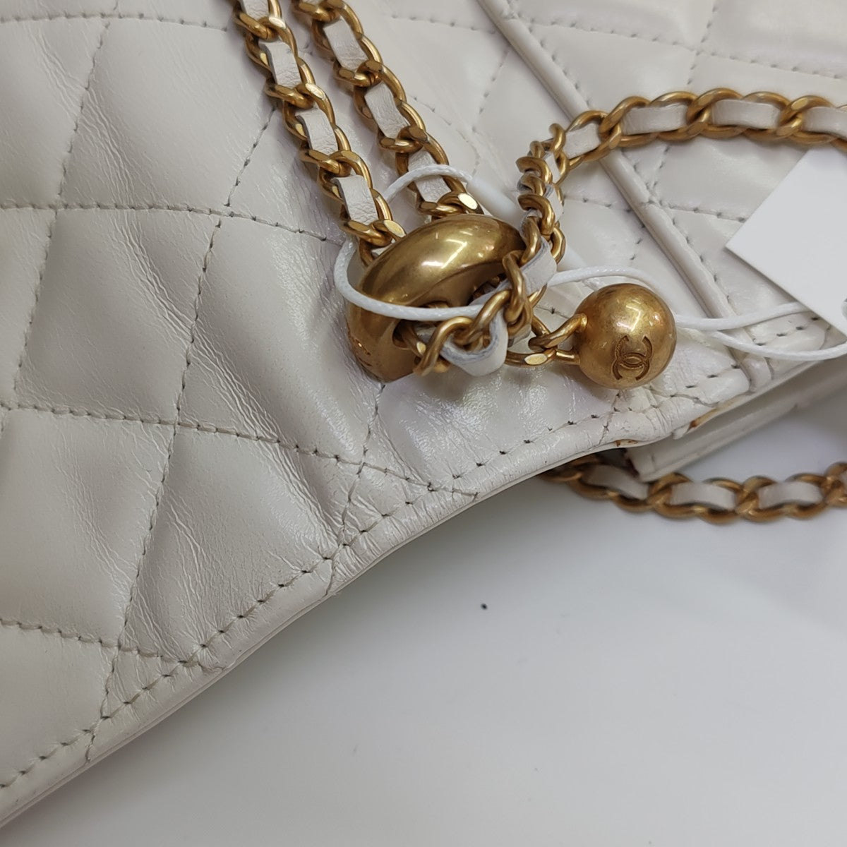 Quilted Calfskin Shoulder Bag White