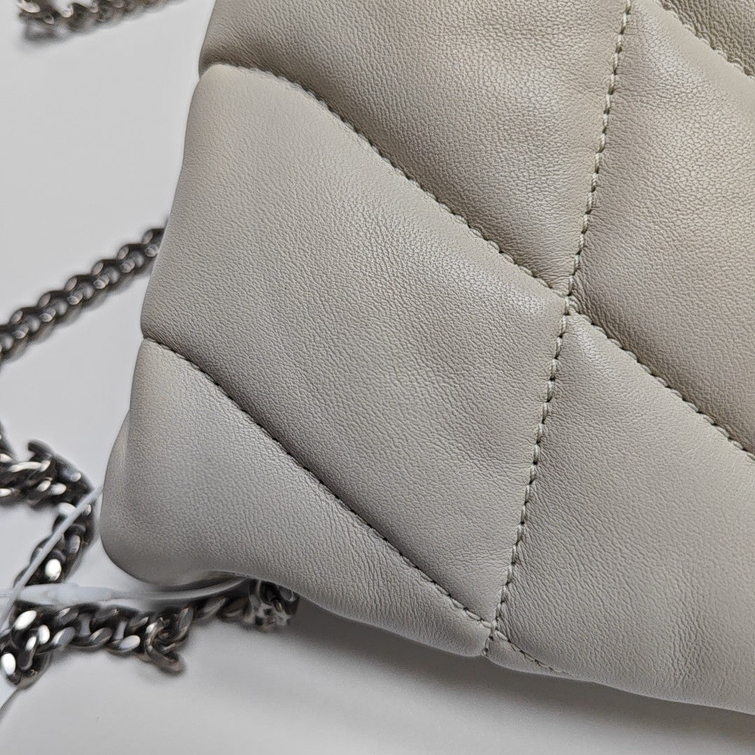 PUFFER Mini Chevron Lambskin White