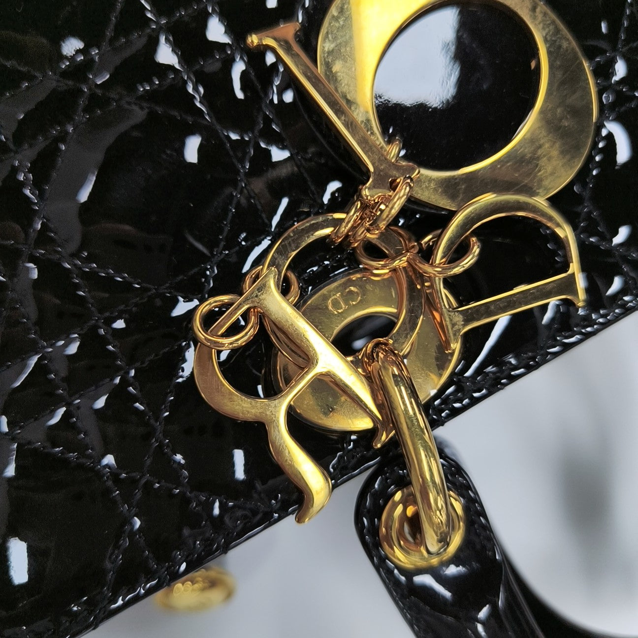 Lady Dior Large Patent Leather Black