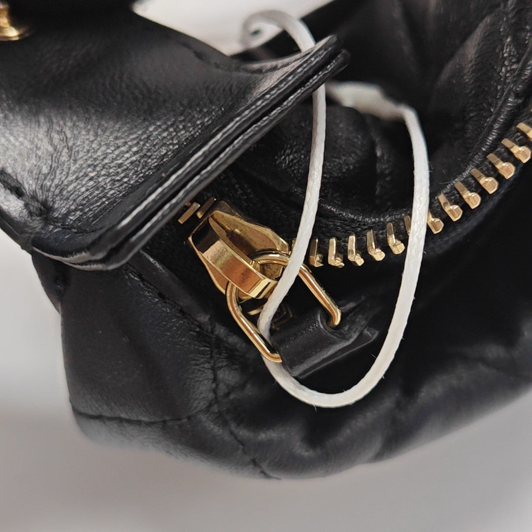 Quilted Lambskin Top Handle Bag Mini Black