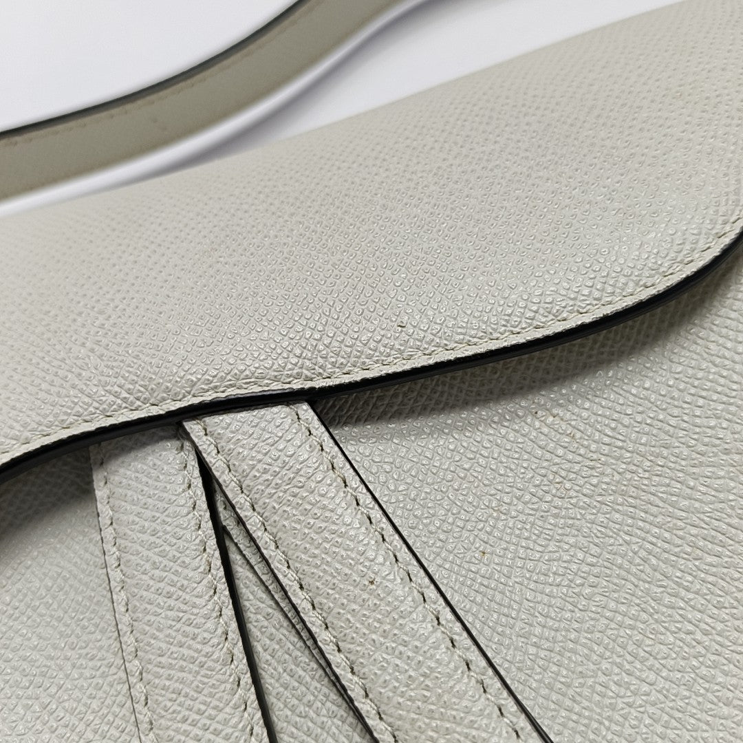 Saddle Medium Calfskin White