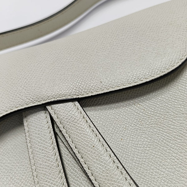 Saddle Medium Calfskin White