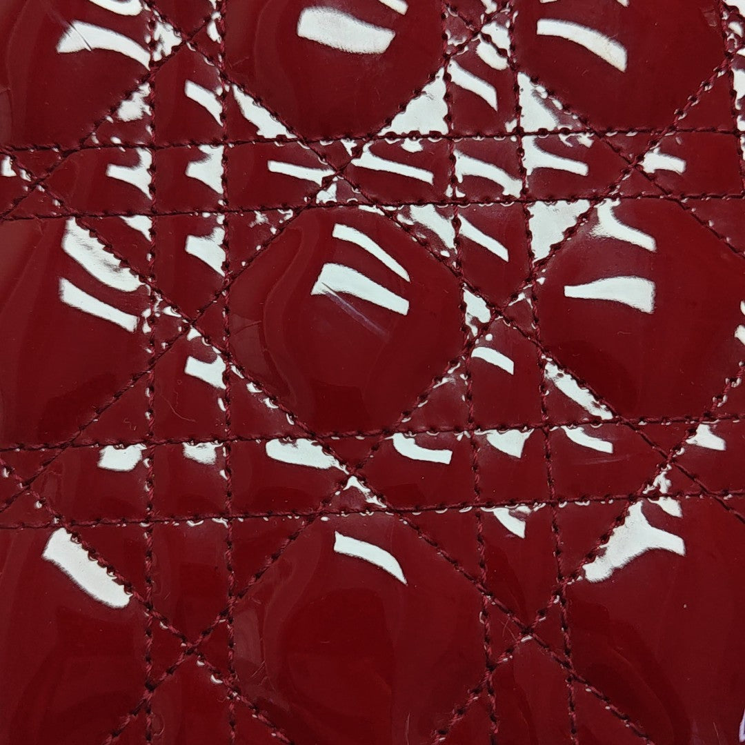 Lady Dior Medium Cannage Patent Leather Red