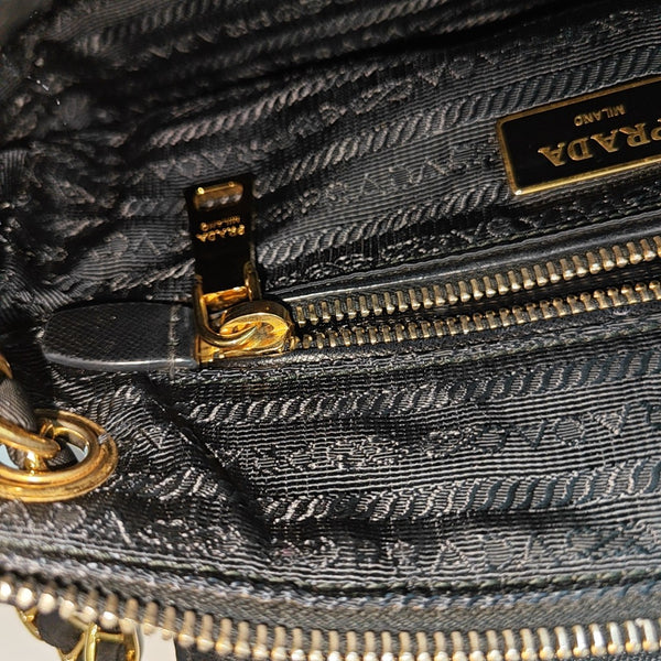 Quilted Nylon Shoulder Bag Black