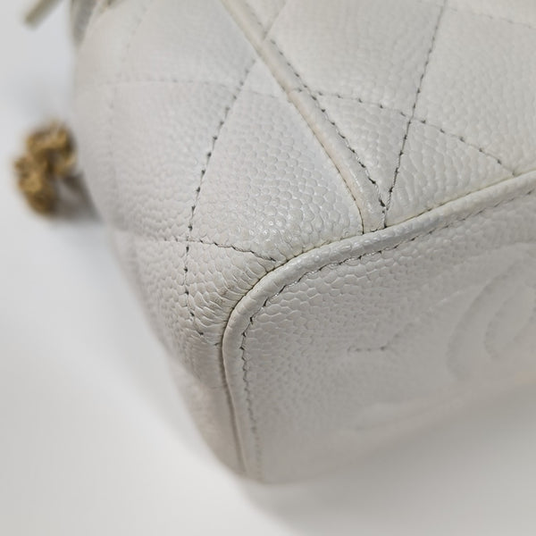 VANITY CASE Small Quilted Grained Calfskin White