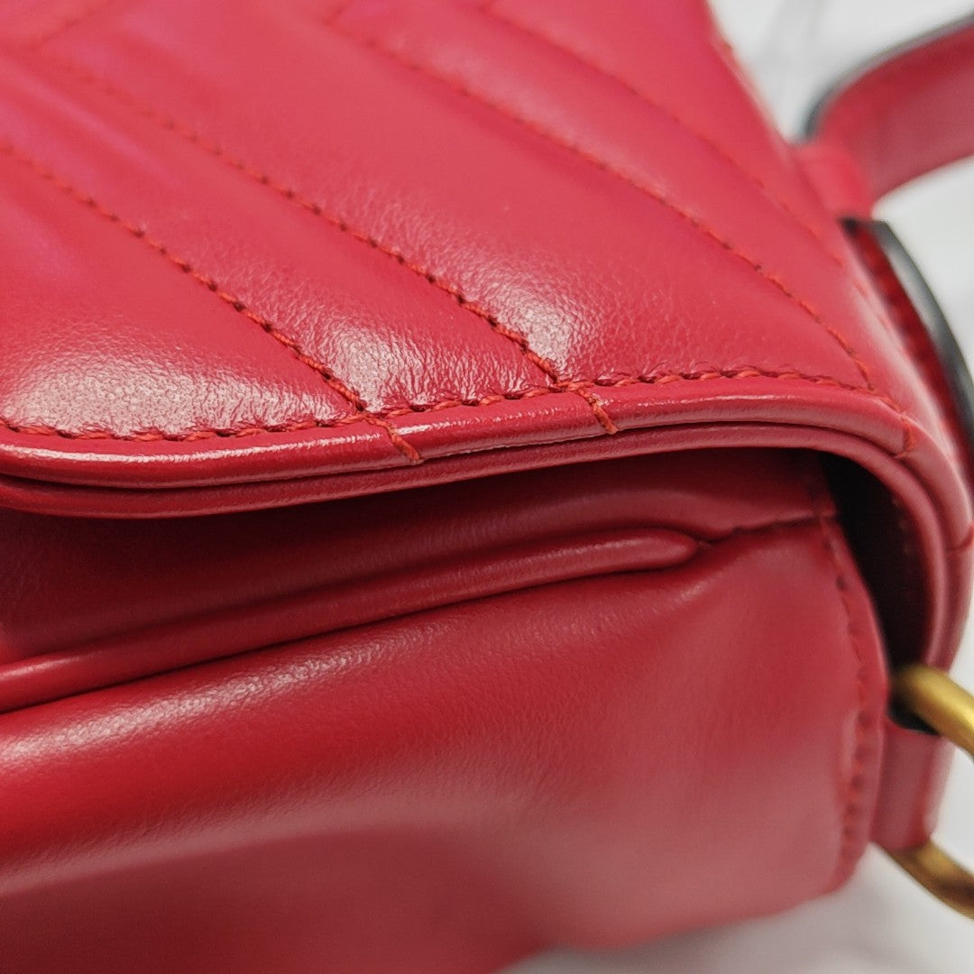 GG Marmont Small Quilted Calfskin Red