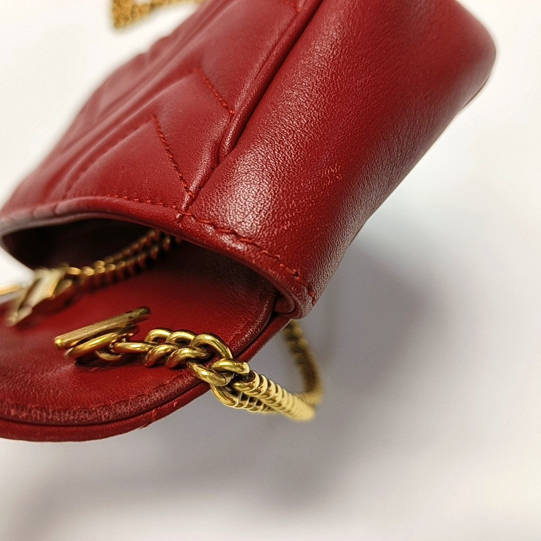 GG Marmont Mini Quilted Calfskin Red