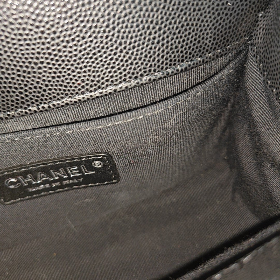 BOY CHANEL Small Quilted Grained Calfskin Black
