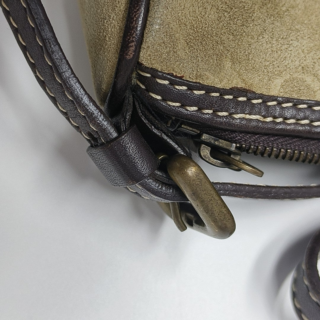 Suede Top Handle Bag Beige