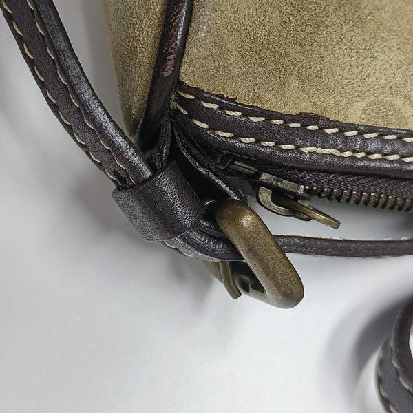 Suede Top Handle Bag Beige