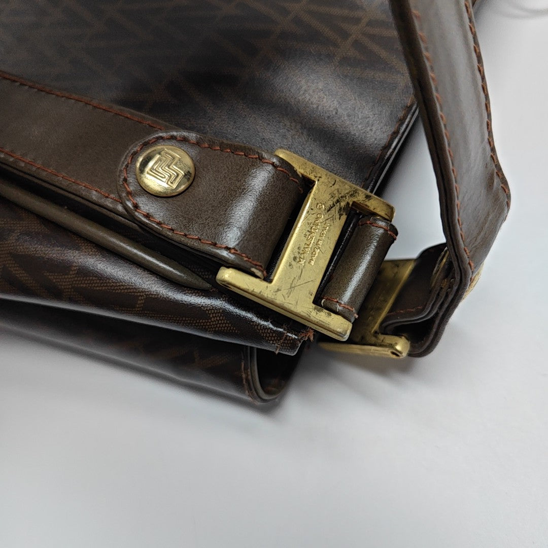 Coated Canvas Tote Bag Large Brown