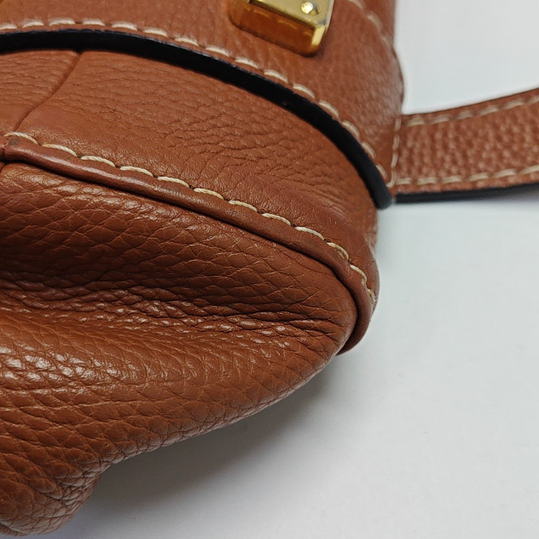 Calfskin Top Handle Bag Brown