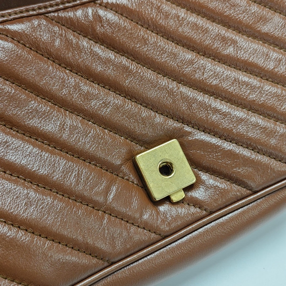 GG Marmont Medium Quilted Calfskin Brown