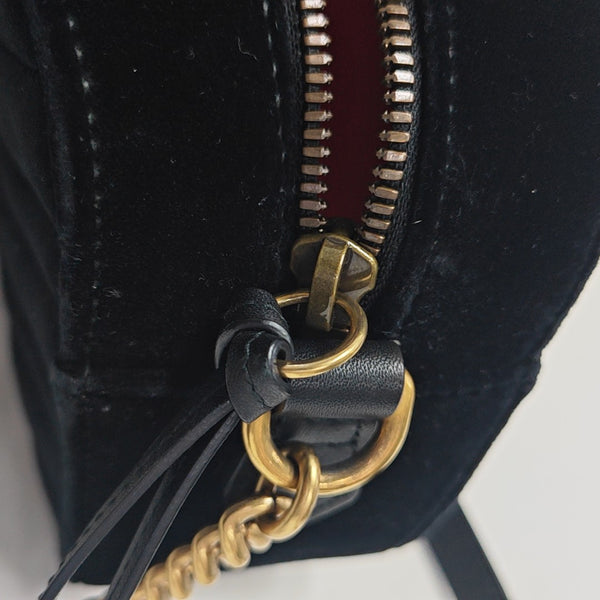 GG Marmont Small Quilted Velvet Black