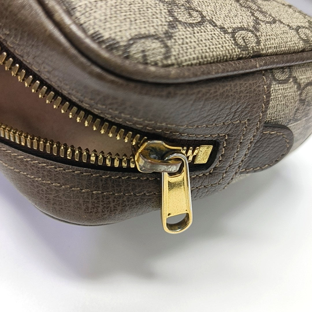 Ophidia Small Monogram Coated Canvas Beige