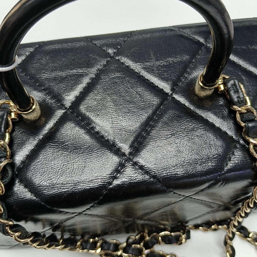 Quilted Calfskin Shoulder Bag Black