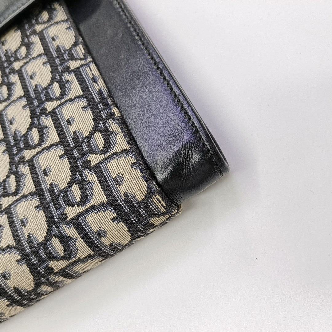 Oblique Canvas Clutch Blue