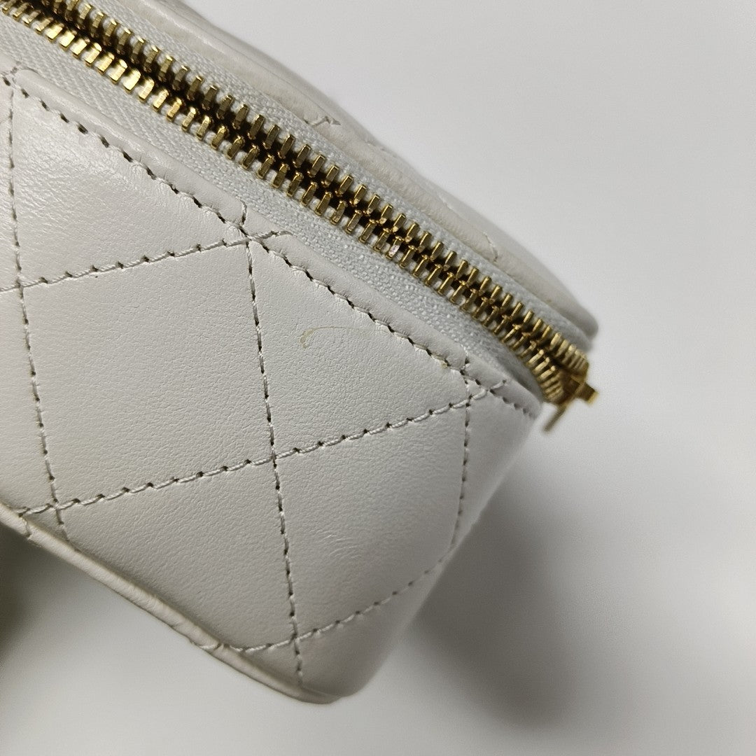 Quilted Lambskin Shoulder Bag White