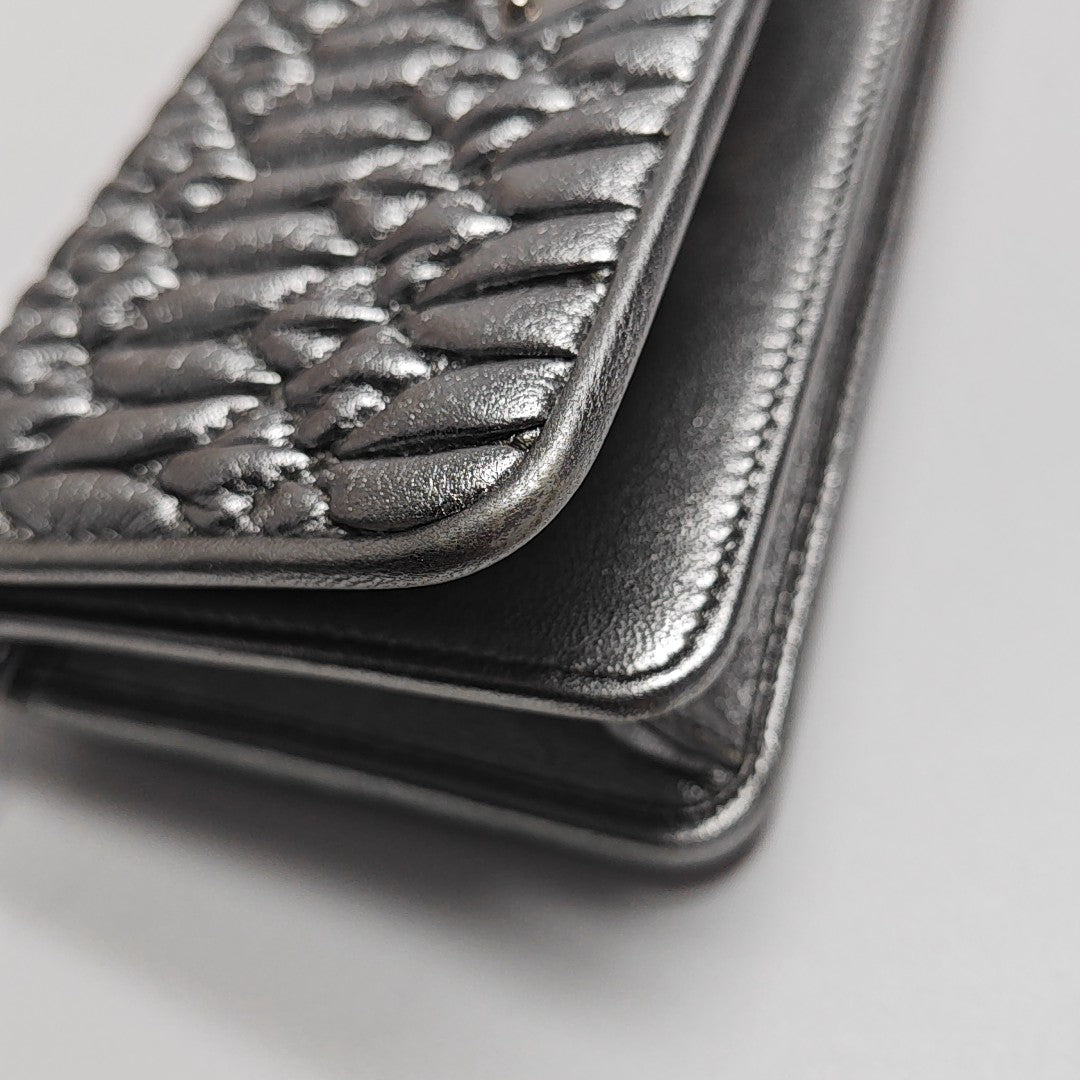 Crystal Mini Quilted Lambskin Gray