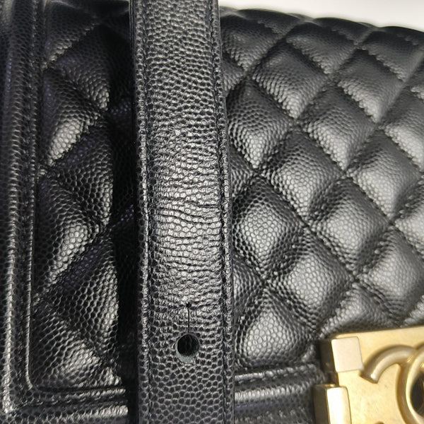 BOY CHANEL Medium Quilted Grained Calfskin Black