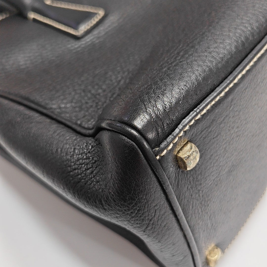 Calfskin Top Handle Bag Black