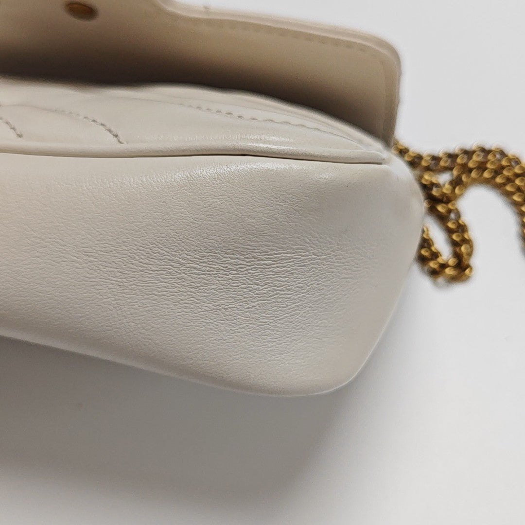 GG Marmont Mini Quilted Calfskin White