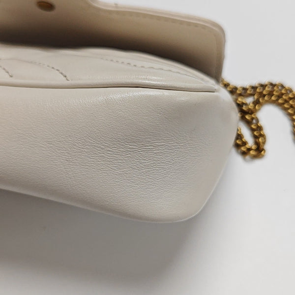GG Marmont Mini Quilted Calfskin White
