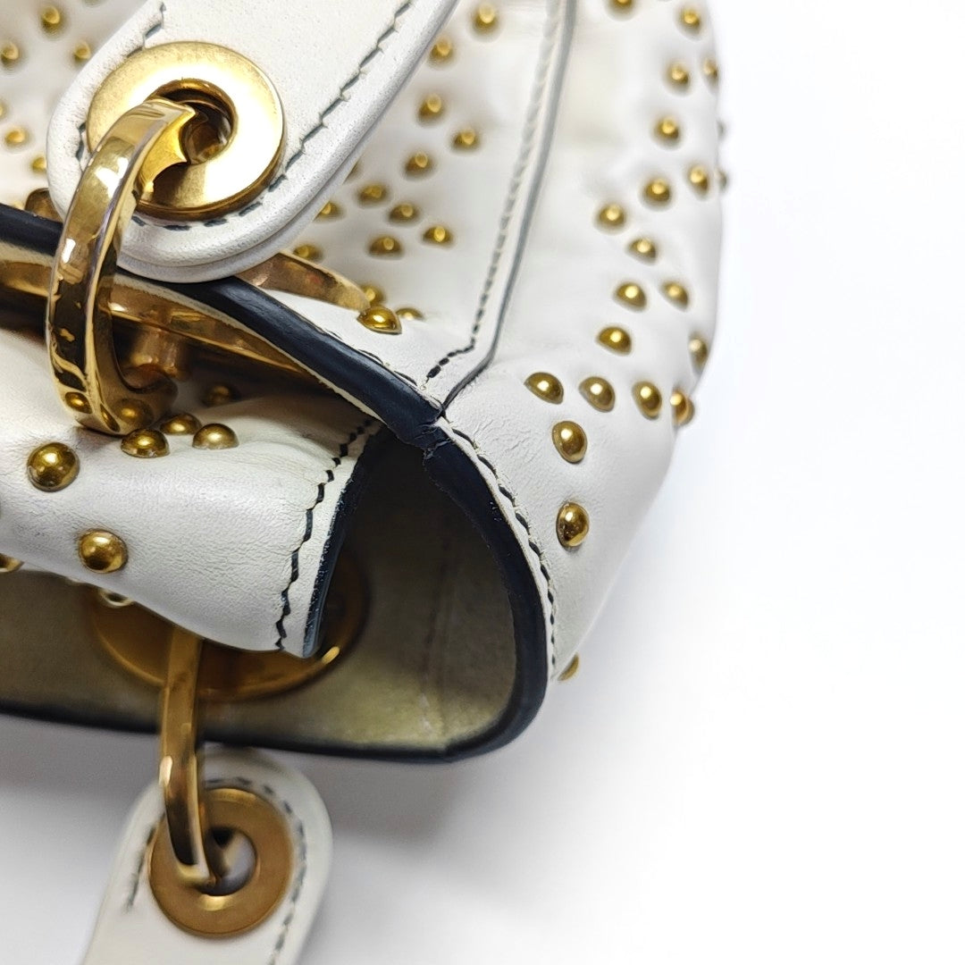 Authenticated pre-owned  Lady Dior Mini Lambskin White - Tote Bag at Looply