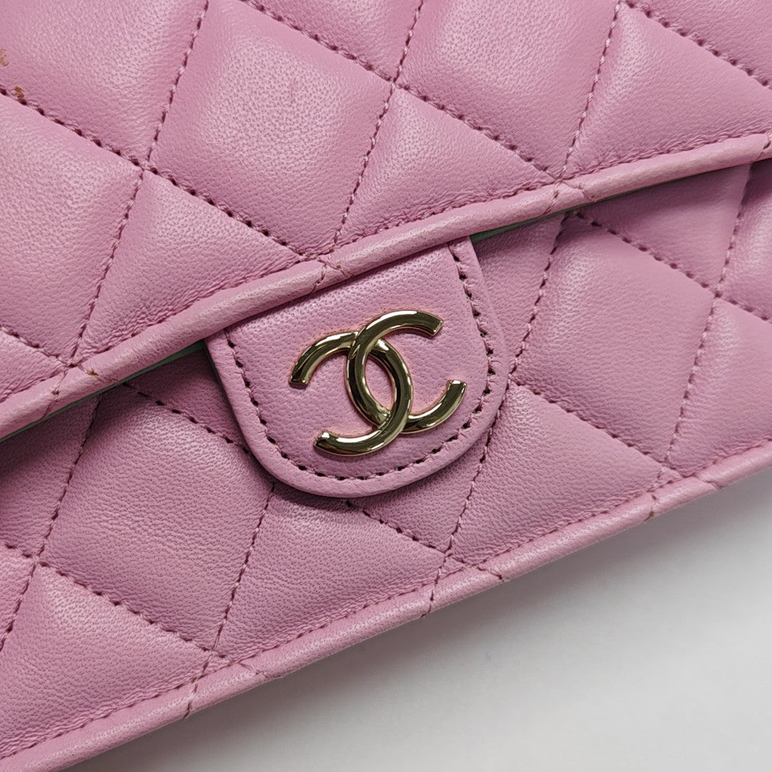 Quilted Lambskin Shoulder Bag Pink