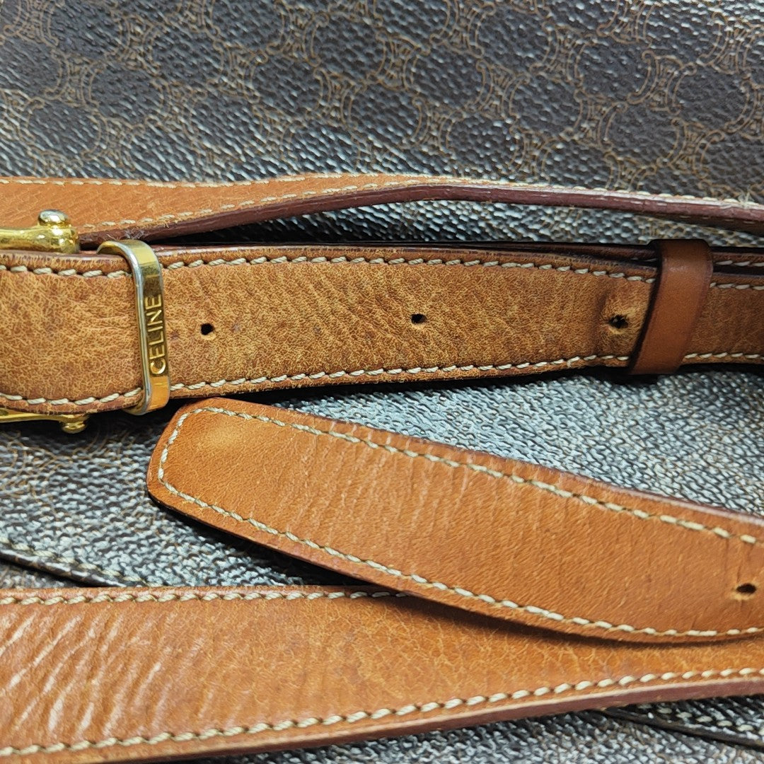 Coated Canvas Shoulder Bag Brown