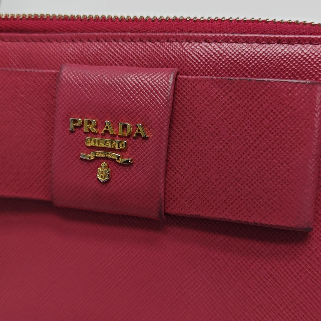 Fiocco Bow Saffiano Calfskin Red Wallet